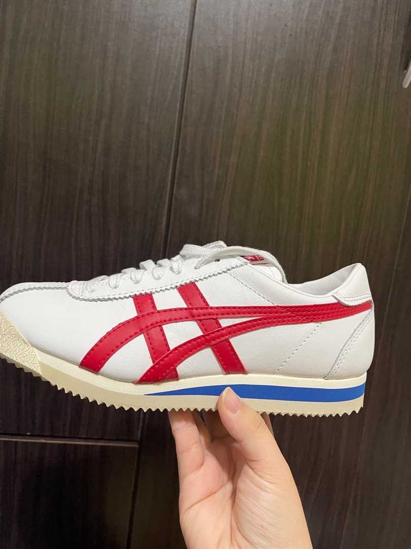 Onitsuka Tiger Corsair in White/ True Red 24.5 cm, Luxury