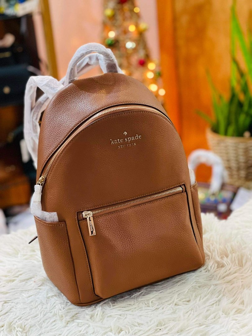 Kate Spade Leila Pebbled Leather Medium Dome Backpack Warm Gingerbread