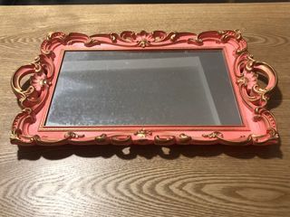 Pink Vintage Style Mirror Tray