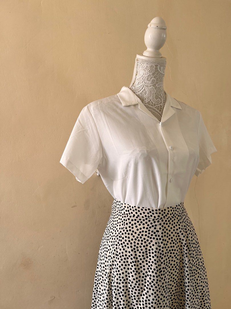 Polka midi skirt and blouse (Category: Sets or Coordinates) located in Manila. Submitted by ginibib (Listing ID 1196375138, Image 2). Description: Area: Pangasinan Courier: J&T ₱150.