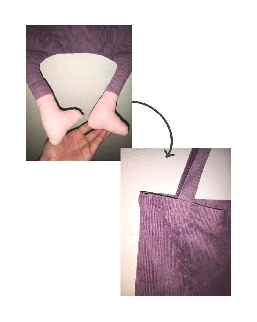 Purple Tote Bag with Silly Feet, Women's Fashion, Bags & Wallets, Tote