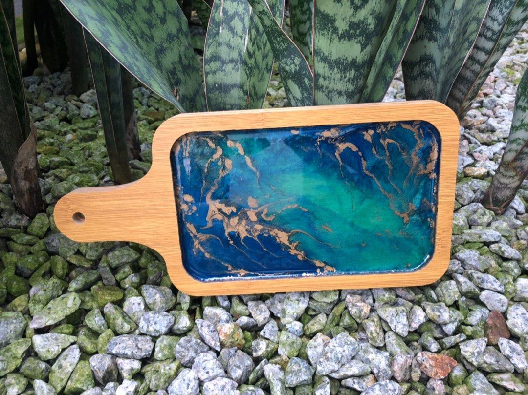Resin Art Tray Blue Ocean, Furniture & Home Living, Home Decor, Other