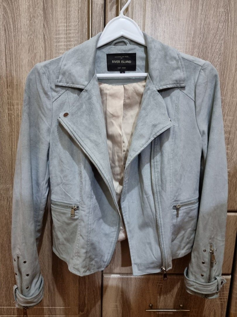 River island grey suede biker jacket on sale