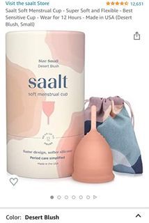Saalt Soft Menstrual Cup - Super Soft and Flexible - Best Sensitive Cup - Wear for 12 Hours - Made in USA (Desert Blush, Small)