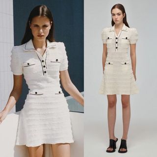Self Portrait Ivory Yarn Knit Dress