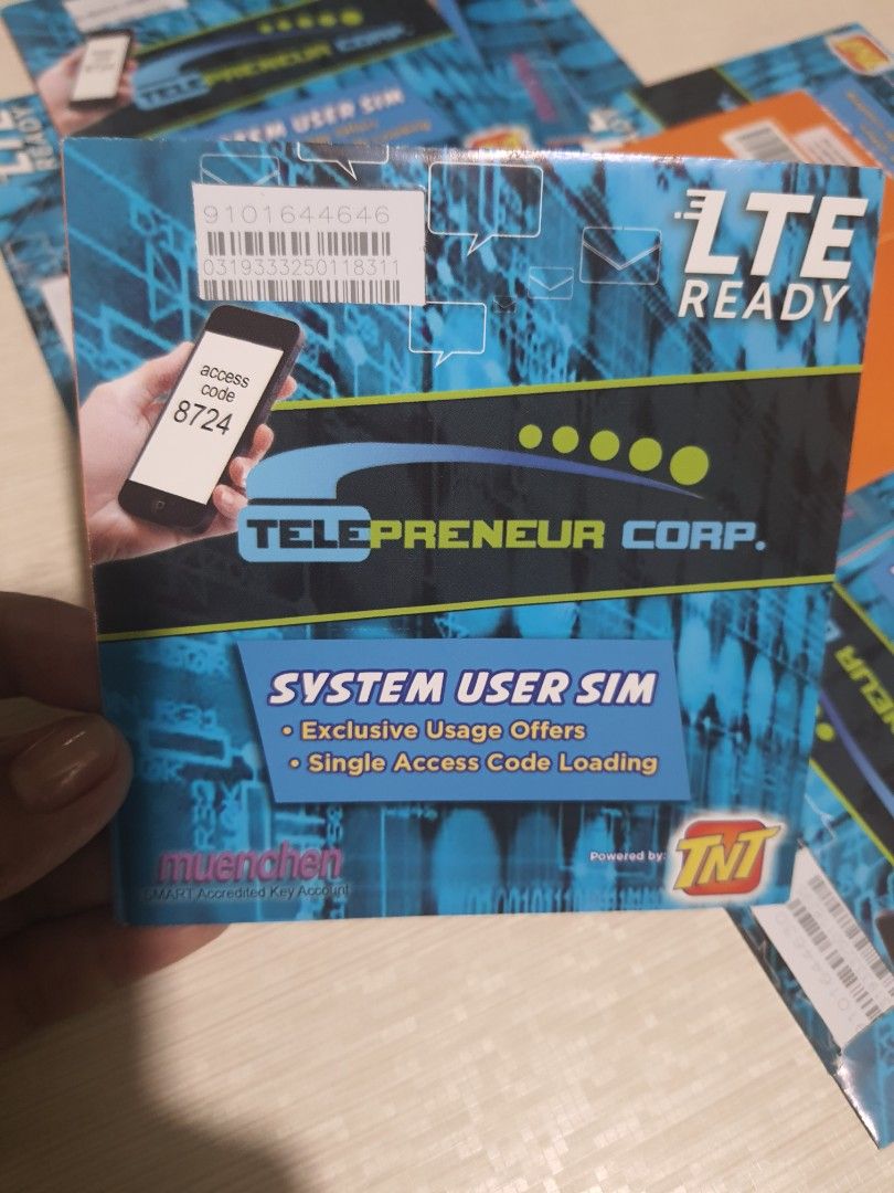 Sim card TNT For Sale TAKE ALL (Category: Sim Cards) located in Pasig City. Submitted by musamam_10 (Listing ID 1196323727, Image 2). Description: TNT sim card - all brand new & sealed - 11 pcs left - take all for 150 RUSH!!!.