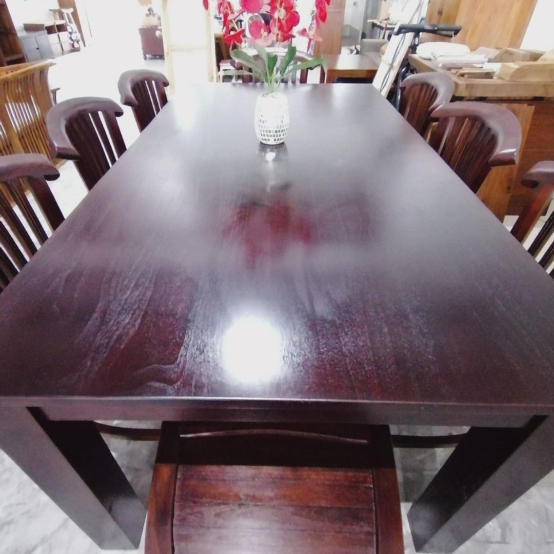 Solid Teak Wood Dining Table with 8 Chairs 8 seater dining table