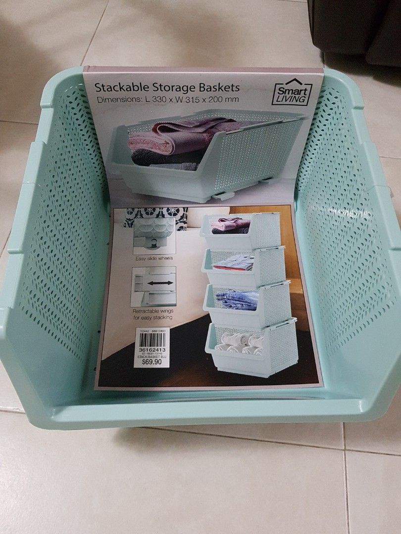 Stackable storage baskets, Furniture & Home Living, Home Improvement