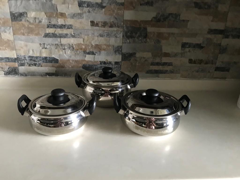 Stainless steel pots, Furniture & Home Living, Kitchenware & Tableware