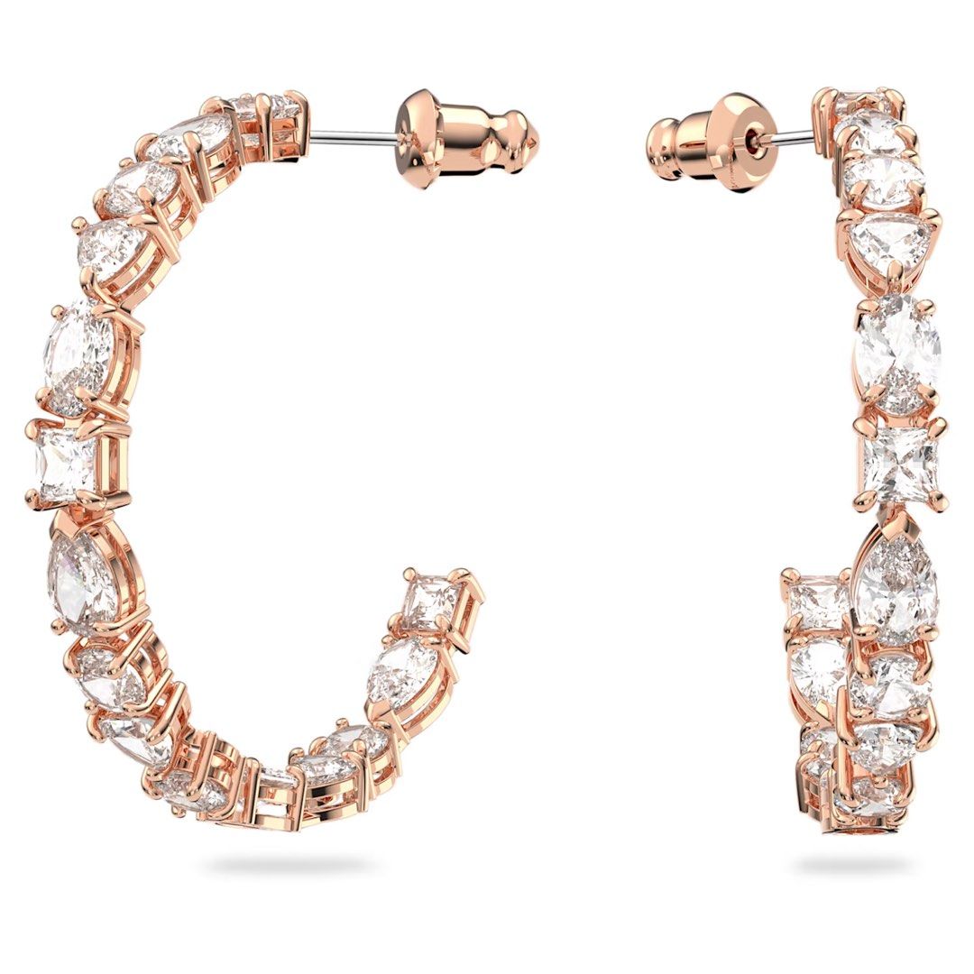 Swarovski Tennis Deluxe Hoop Earrings (Rose Gold), Women's Fashion