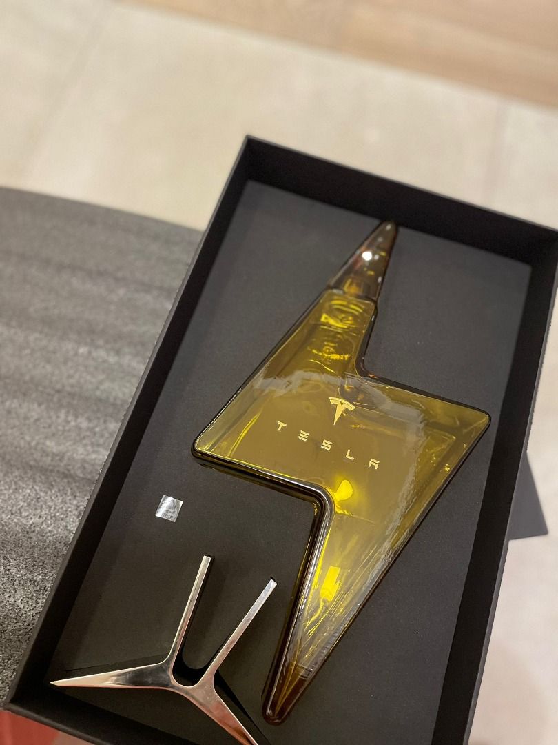 TESLA Liquor Bottle w/ Stand & Box LIMITED EDITION, Hobbies & Toys