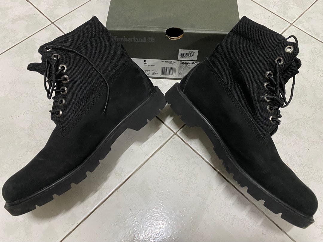 Timberland black discount roll top boots
