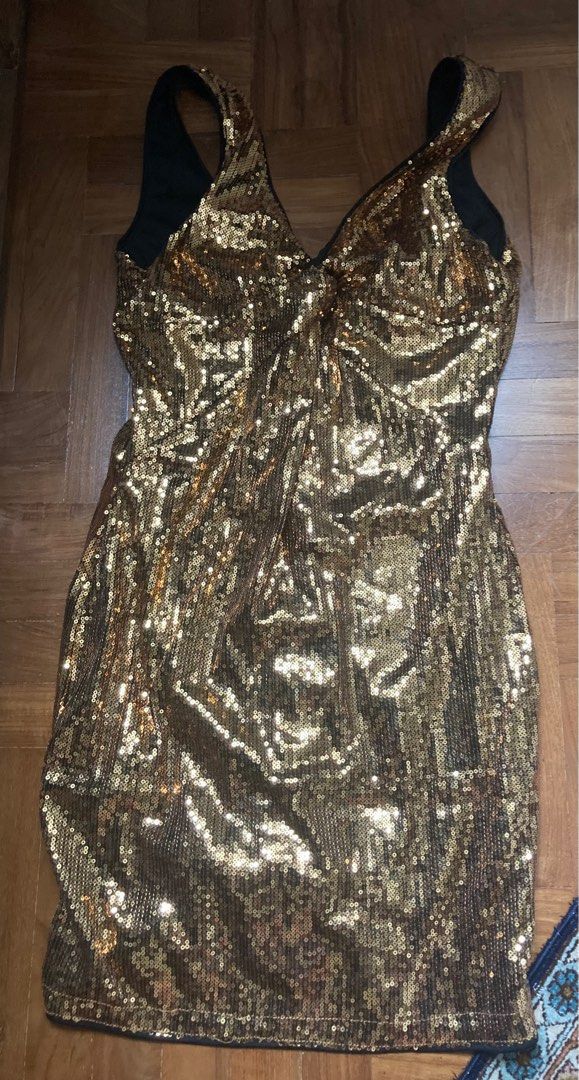 18192 Ecru Sequins Mini Dress