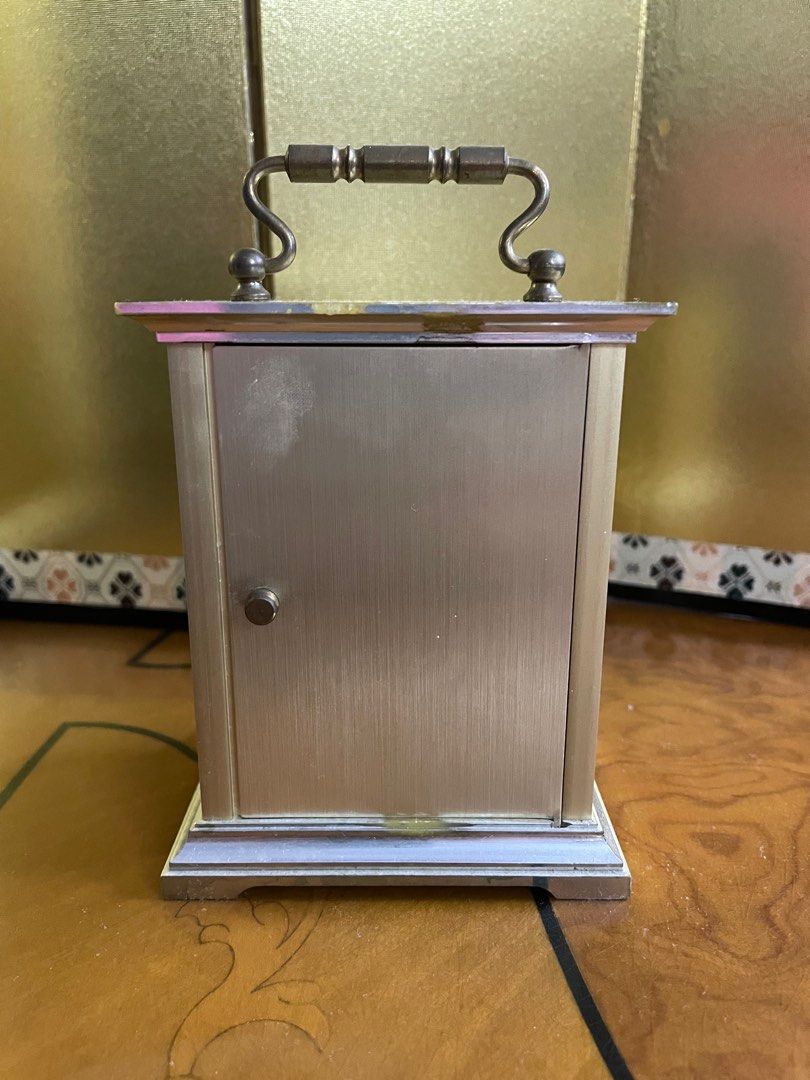 Vintage German " Ingersoll " Brass Carriage Quartz Clock 9.5x7x15cms