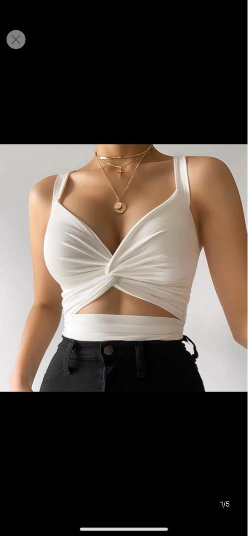 white cross crop top