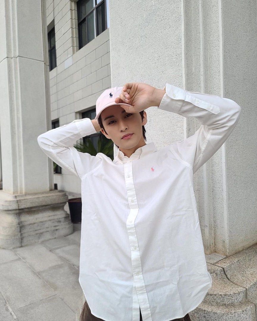 Pink and white polo sales hat