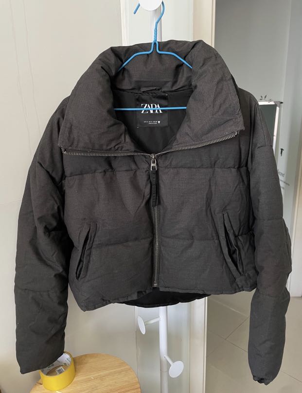 Zara cropped black puffer jacket clearance