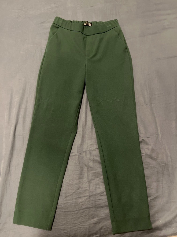 Zara Dark Green Pants, Women's Fashion, Bottoms, Other Bottoms on Carousell