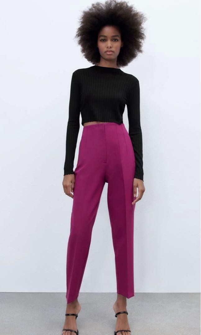 Zara High Waist Trousers - light plum