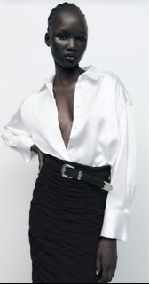 ZARA White Buttoned Satin Shirt