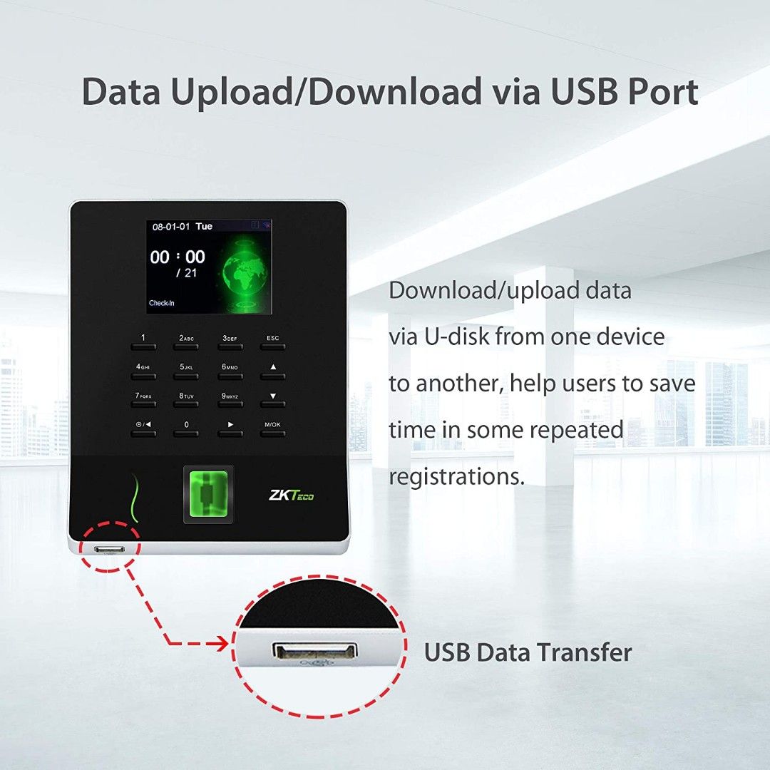 ZKTeco Fingerprint Attendance Machine with WiFi and USB Port (WL20