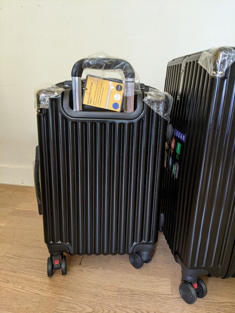 2 piece set LARGE 25kg + CABIN SIZE 10kg luggage black color suitcase