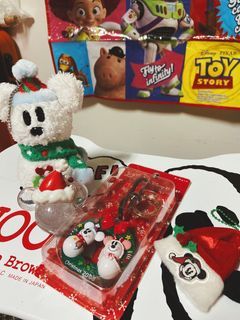 絕版 迪士尼 聖誕節🎄米奇米妮雪人 珠鏈別針娃娃吊飾 2008聖誕花圈掛飾 迷你聖誕帽吊飾 米奇頭掛飾