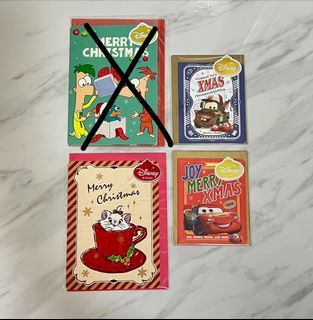 【現貨，價錢為每張售價】迪士尼 聖誕卡 聖誕咭 Christmas card 萬用卡 生日卡 感謝卡 瑪麗貓marie 大白baymax 杯麵 鴨嘴獸泰瑞 Perry the Platypus 汽車總動員 閃電麥坤 韓大夫