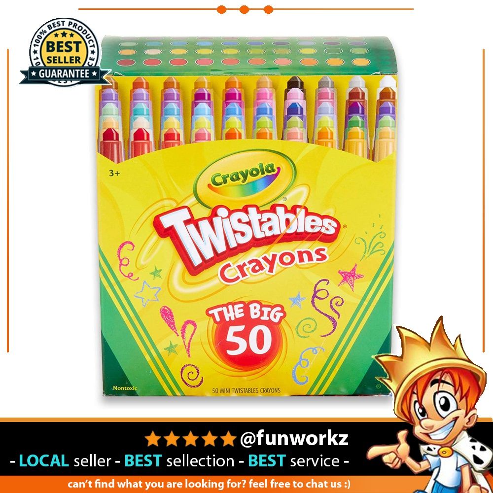 Crayola 50ct Mini Twistable Crayons Coloring Set, Assorted Colors 