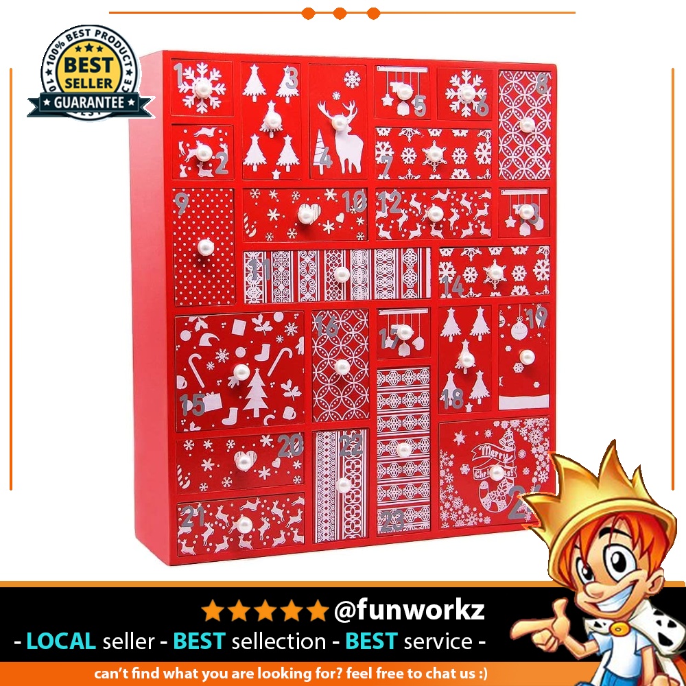 😊 welcome😊 Juegoal Red Advent Calendar with 24 Drawers Countdown