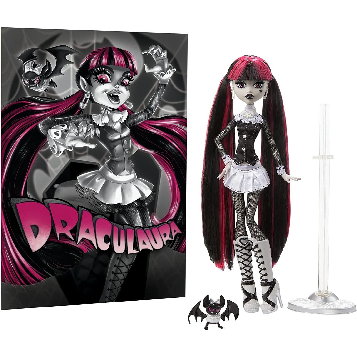 😊 welcome😊 Monster High Doll, Draculaura in Black and White, Reel Drama  Collector Doll, Doll-Size and Life-Size Posters, Horror Flick Theme, Toys  and
