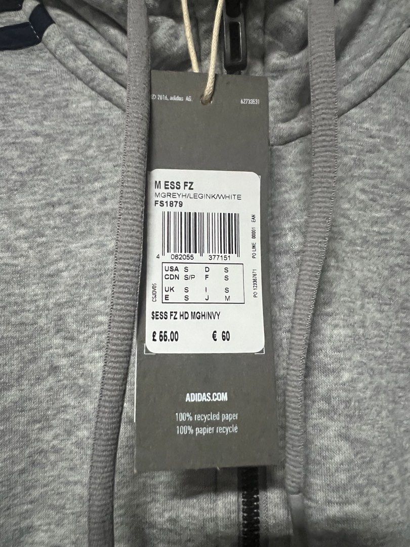 Adidas Hoodie Striped Grey BNWT Men s Fashion Coats Jackets and