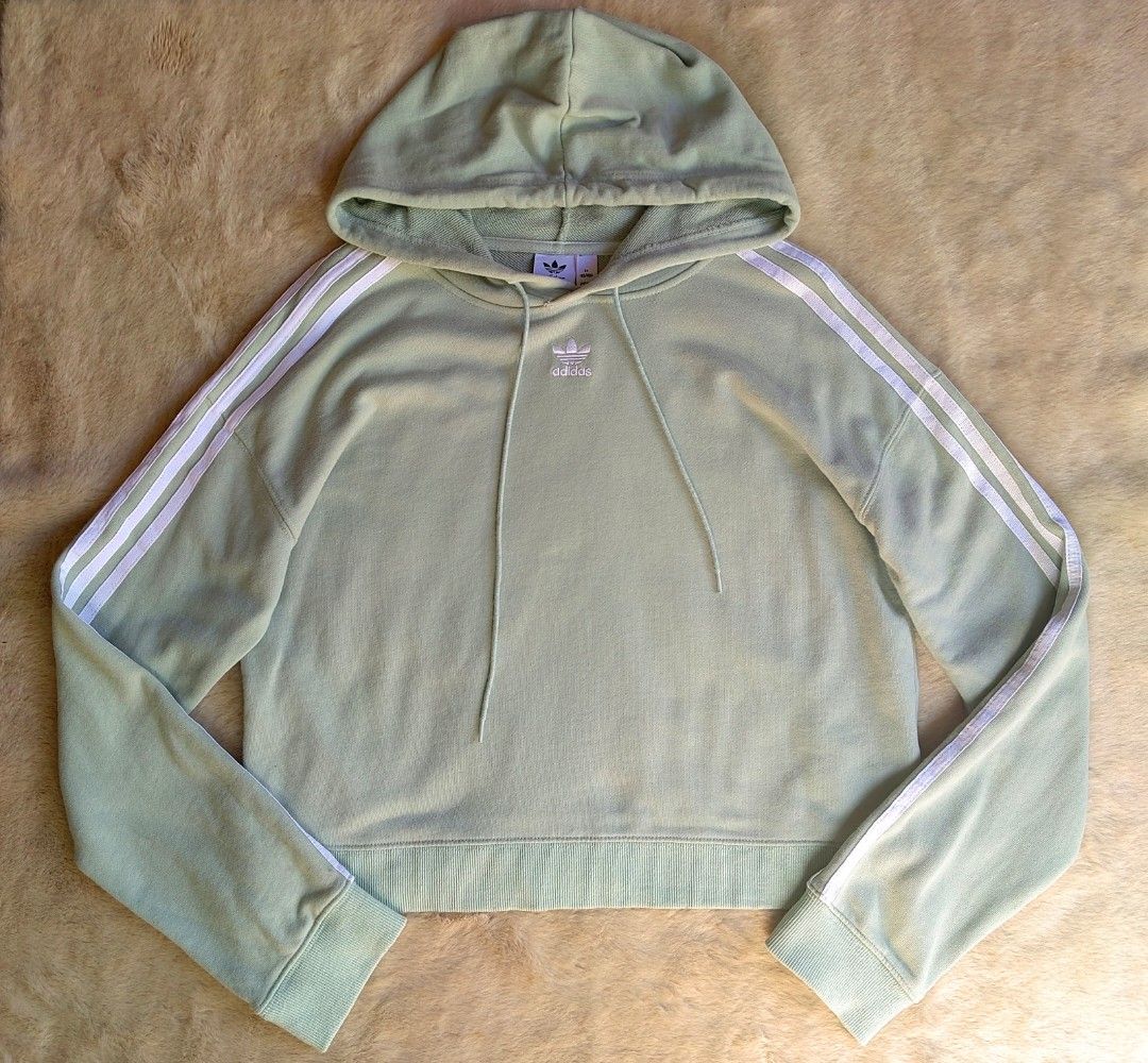 Adidas mint semi crop hoodie Women s Fashion Activewear on Carousell