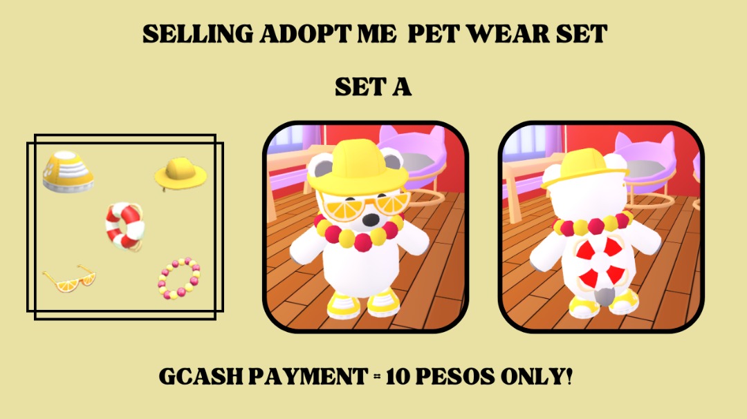 ADOPT ME PET WEAR SETS (GCASH PAYMENT), Video Gaming, Gaming
