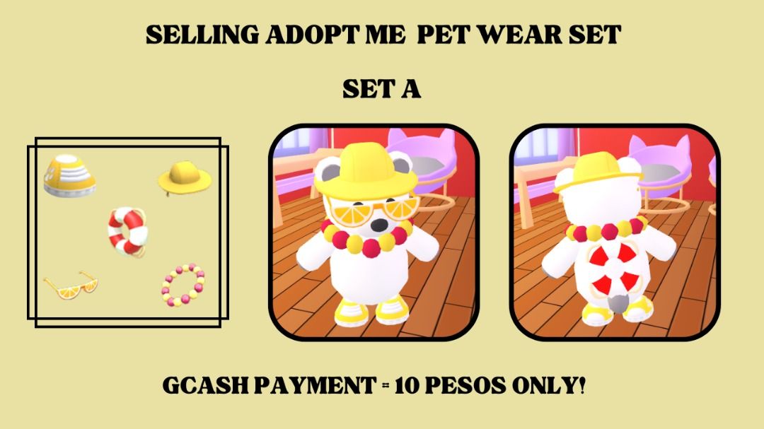 ADOPT ME PET WEAR SETS (GCASH PAYMENT), Video Gaming, Gaming