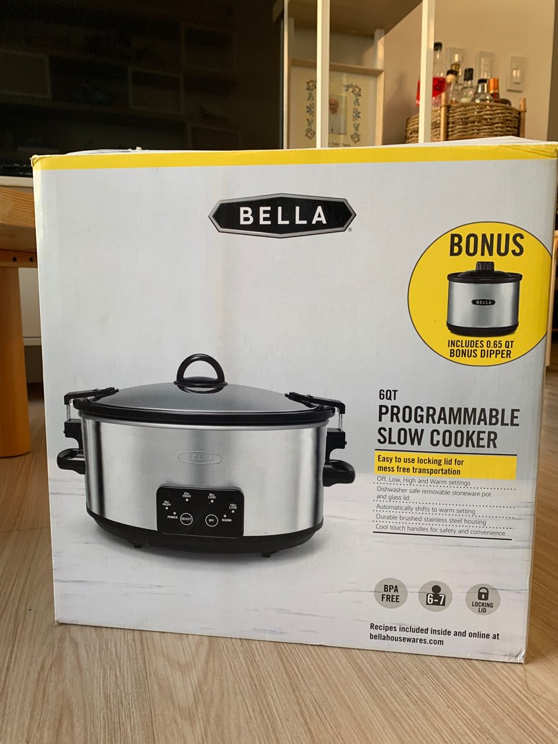 BELLA 6QT Programmable Slow Cooker, TV & Home Appliances, Kitchen