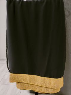 Black Geogertte Saree With Shiny Gold Border