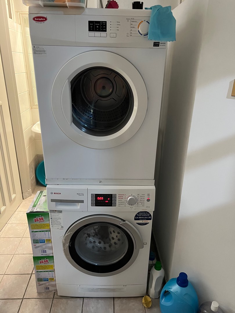 Bosch Washing Machine and EuropAce Dryer, TV & Home Appliances, Washing