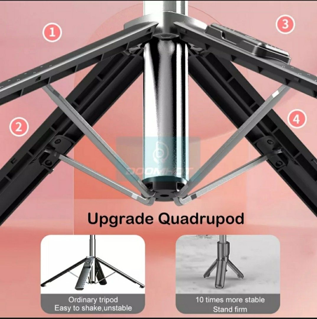 Brand new quadpod selfie stick with Bluetooth remote and LED light