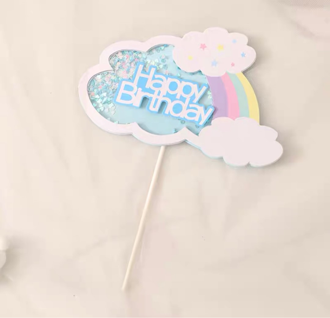 Cake Topper: happy birthday cloud, Hobbies & Toys, Stationery & Craft