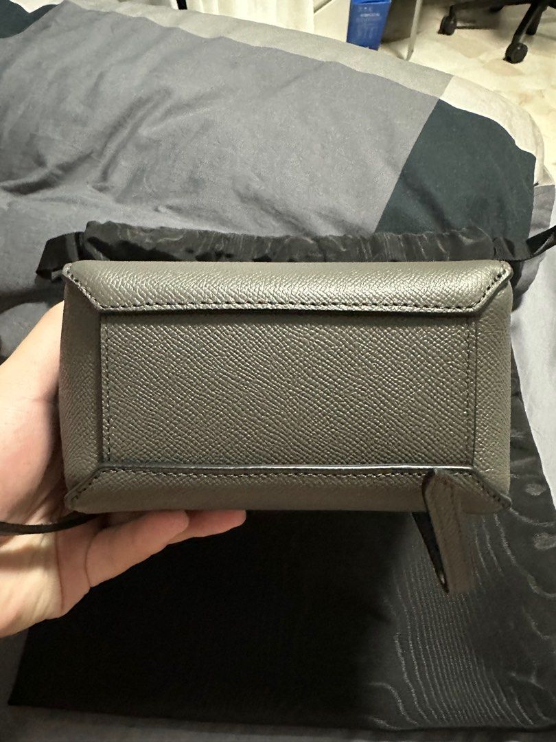 CELINE PICO BELT BAG IN GRAINED CALFSKIN GREY, Women's Fashion, Bags