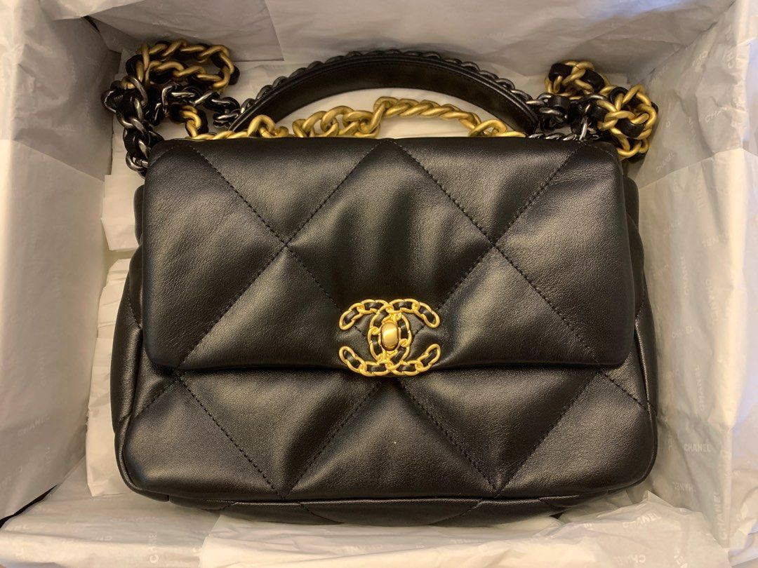 Chanel 19 black small gold, Luxury, Bags & Wallets on Carousell