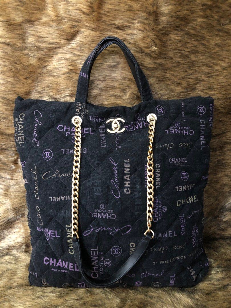 Chanel Printed Logo Black Denim Large Graffiti Flap Bag (2021) at 1stDibs   chanel graffiti bag 2021, chanel denim flap bag 2021, chanel black denim bag