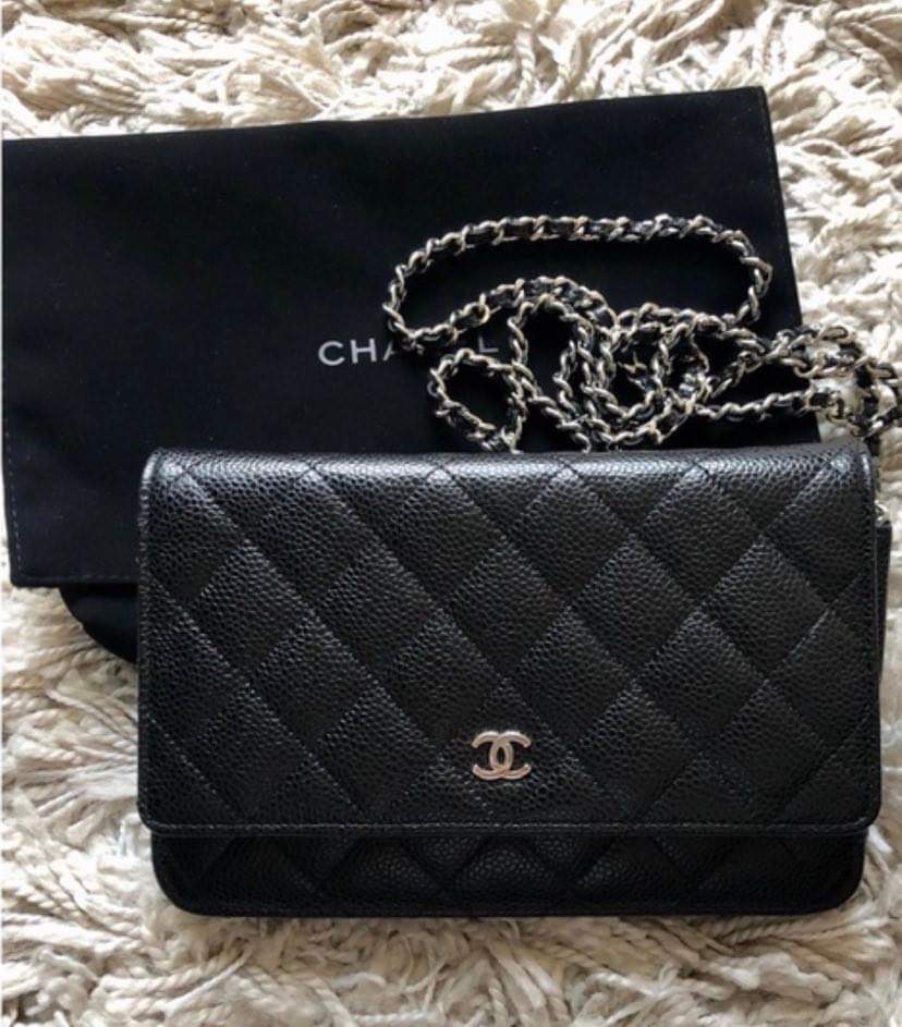 Chanel wallet on chain black caviar silver hardware Outlet