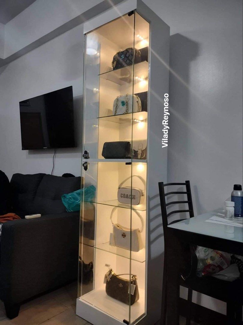 Collection lighted Displayer (Category: Home Improvement Tools & Accessories) located in San Juan City. Submitted by projectvanity (Listing ID 1196524316, Image 2). Description: Lighted glass cabinet displayer Height:185cm Length:40cm Width:37cm Plug and play in 220v Switch on and off located at the baseboard right part Dimensions can be customized We can customize design of choice Browse on our page for more designs or customized,modified it tha