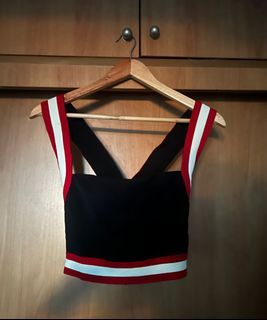 Gucci inspired Web strap patch Crop top