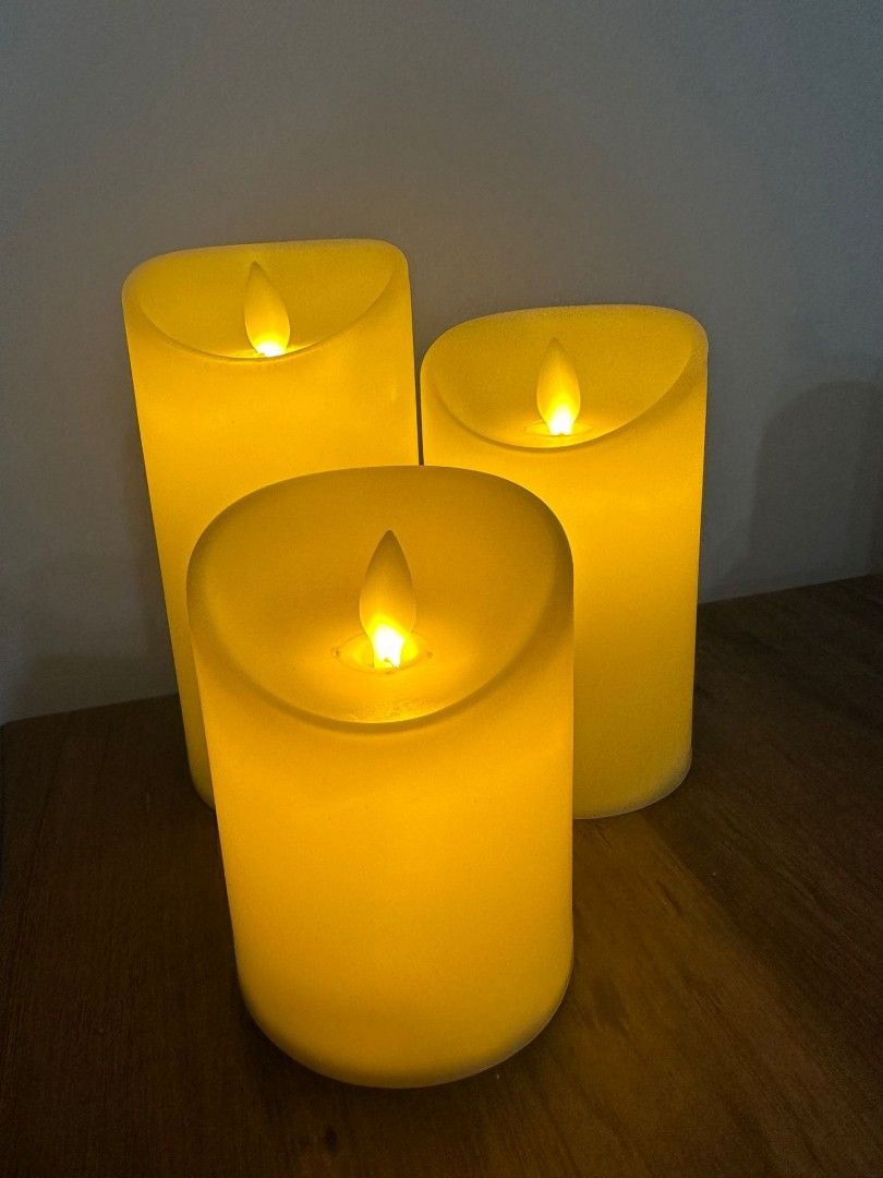Electric candles (set of 3), Furniture & Home Living, Home Decor, Other