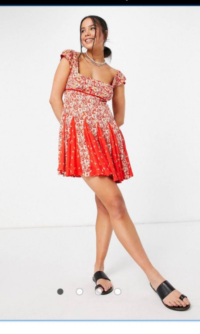 Free people red mini dress sale