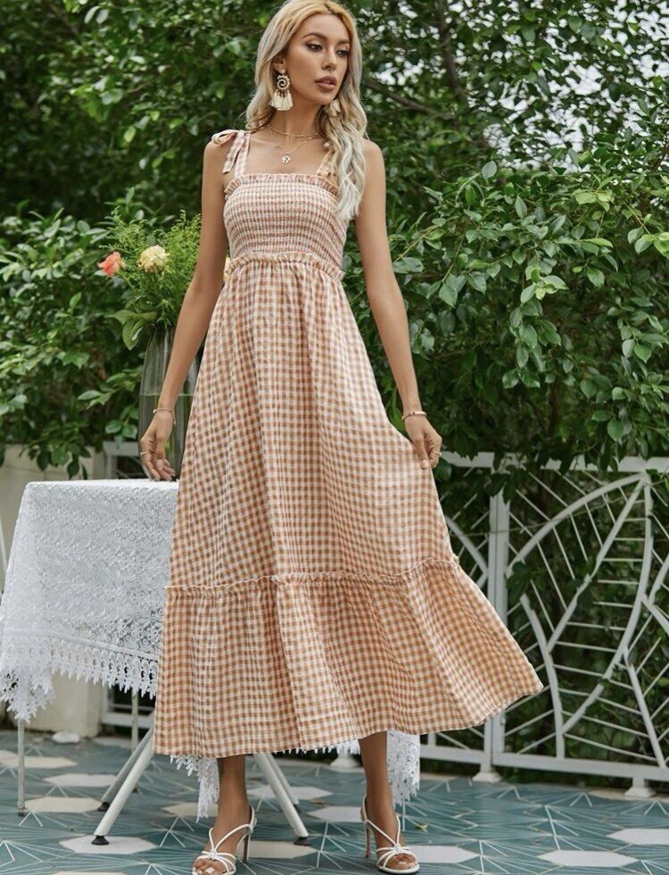 Gingham on sale tie dress