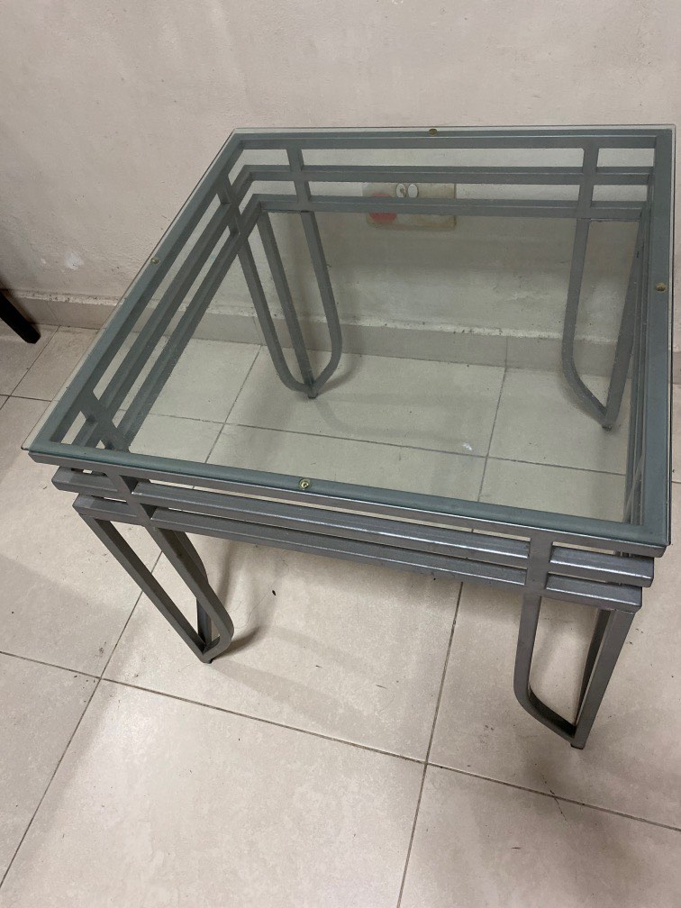 Glass Top Corner Table, Furniture & Home Living, Furniture, Tables